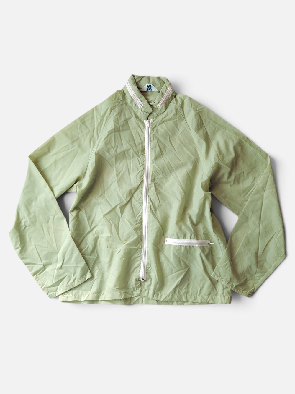 Vintage 60s 70s Surfer Tailored in Japan Packable Hood Sage Green Windbreaker M